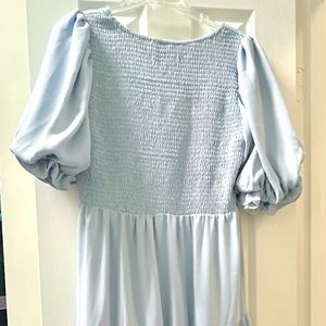 Jessakae Ella Dress— Blue puffed sleeve smocked maxi dress